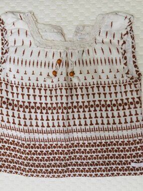 Chloe Infant linen mini dress, Size: 3-6 M, with embroidery, crochet